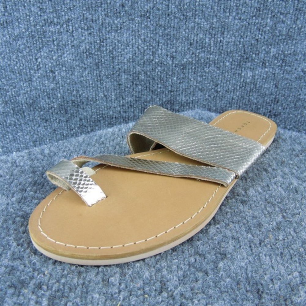 Topshop Honey Women Flip Flop Sandal Shoes Gold‎ Leather Size 8.5 Medium